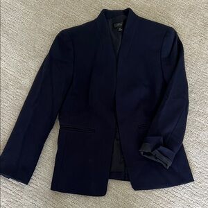 J. Crew Navy Open-Front Lapelless Blazer